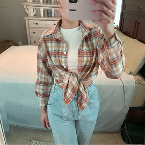 Shein plaid button down top